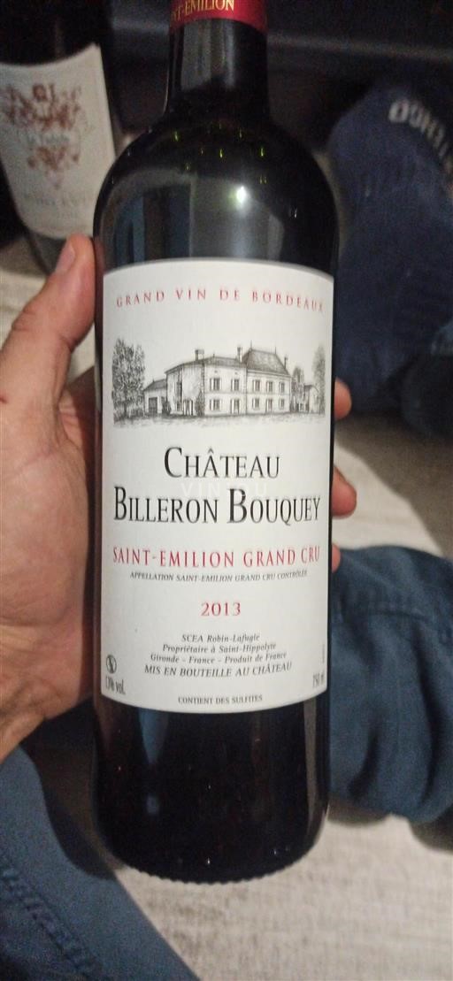 Bordeaux Saint-Émilion Grand Cru Château Billeron Bouquey 2013