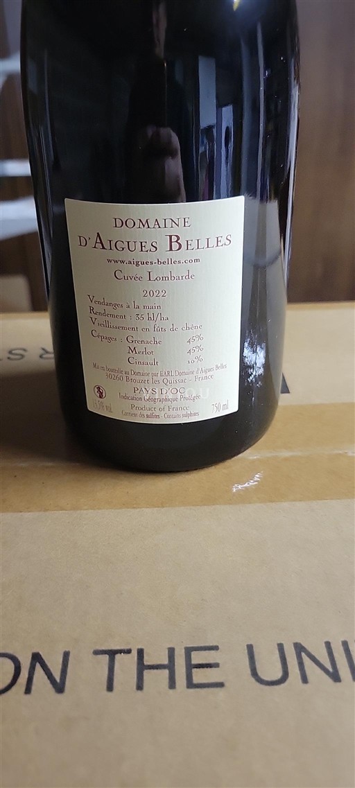 Languedoc ja Roussillon Pays d'Oc Domaine Aigues Belles Lombarde 2022