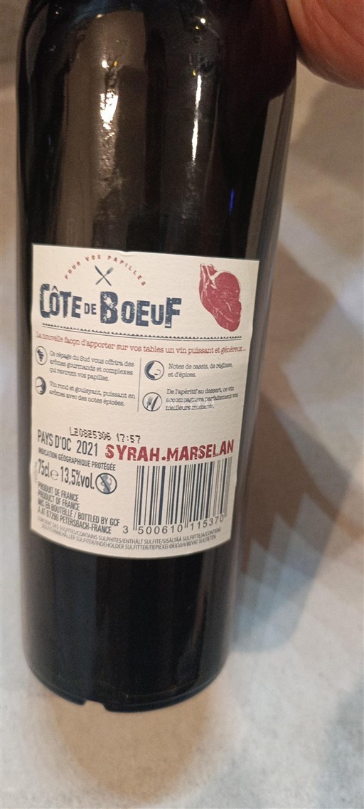 Languedoc-Roussillon Pays d'Oc Côte de Boeuf Syrah-Marselan 2021