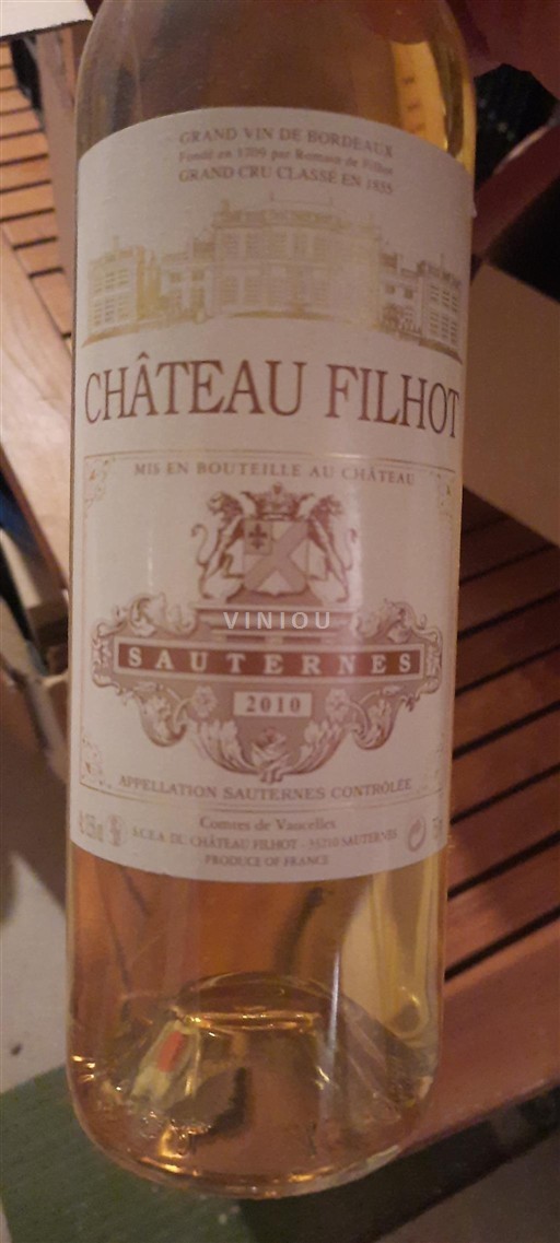 Bordeaux Sauternes Grand Cru Château Filhot 2010