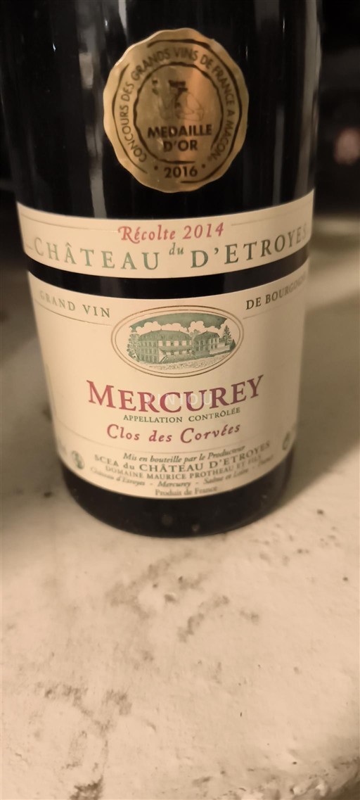 Burgundi Mercurey Château Etroyes Clos des Corvées 2014