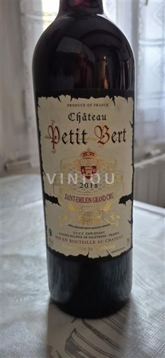 Vin Rouge sec Château Petit-Bert 2018 France Bordeaux Saint-Émilion Grand Cru AOC Grand Cru