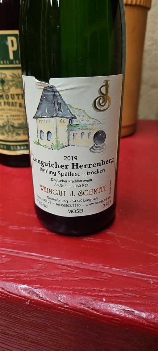 Mosel Moselle Weingut J. Schmitt Longuicher Herrenberg 2019