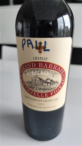 Bordoja Saint-Émilion Grand Cru Grand Cru Château Grand Barrail Lamarzelle Figeac 2015