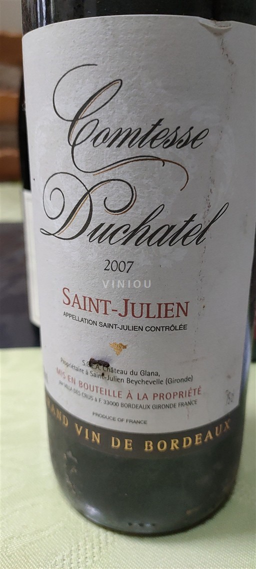 Bordeaux Saint-Julien Château Glana Comtesse Duchatel 2007