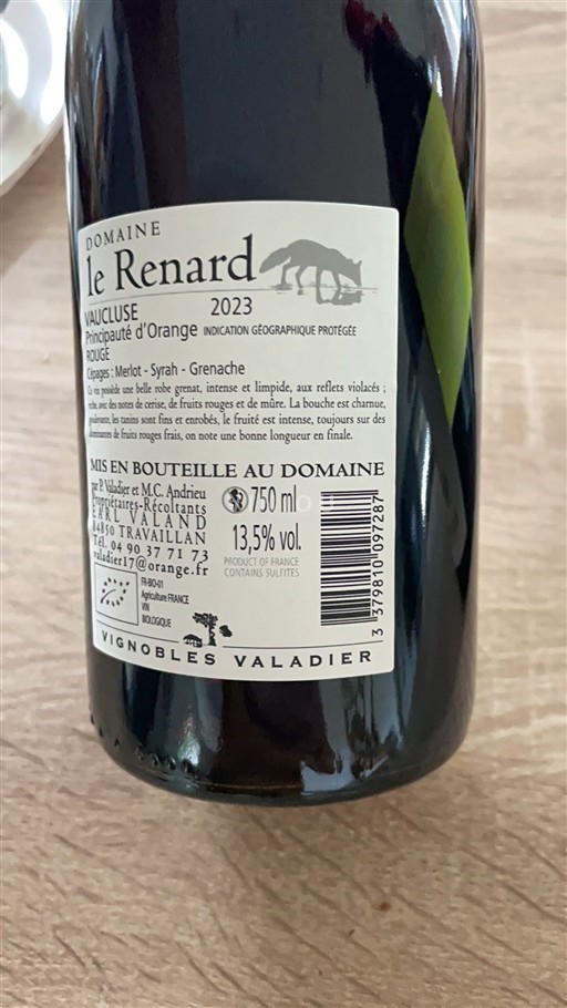 Provence, Lower Rhône Valley, Corsica Principality of Orange Domaine Le Renard 2023