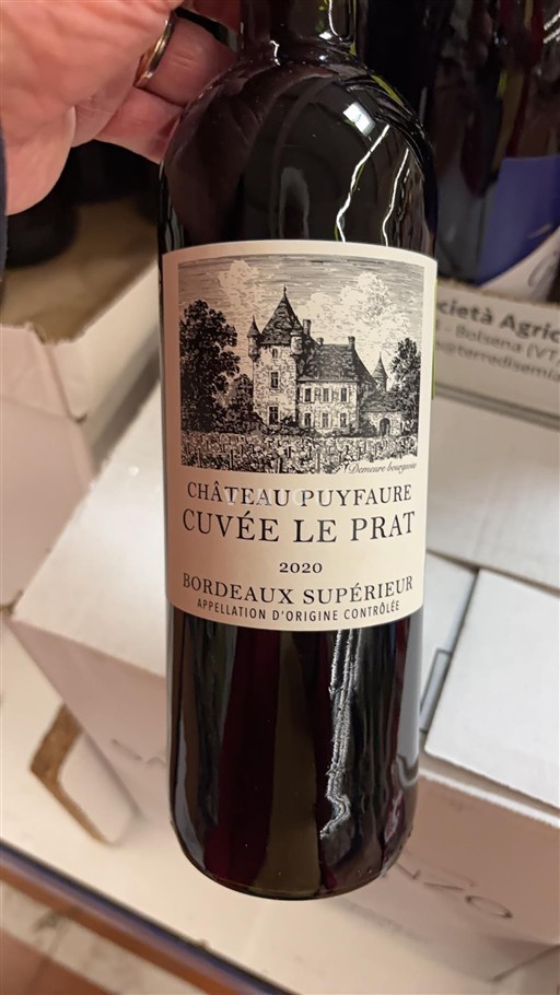 Vin Rouge sec Cuvée Le Prat Château Puyfaure 2020 France Bordeaux Bordeaux supérieur AOC