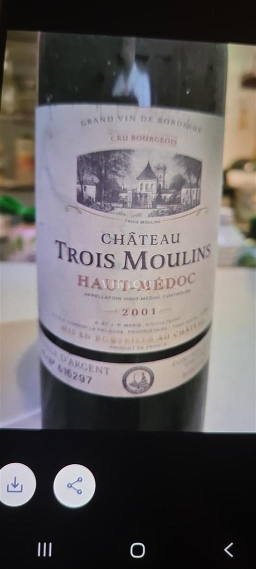 Bordeaux Haut-Médoc Cru Bourgeois Château Trois Moulins 2001