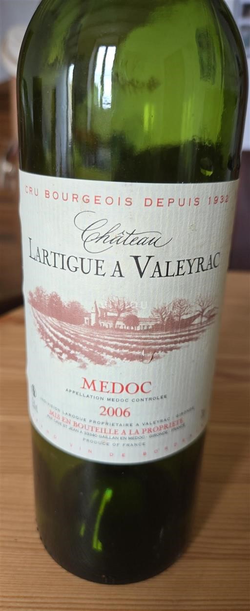 Bordeaux Médoc Cru Bourgeois Château Lartigue à Valeyrac 2006