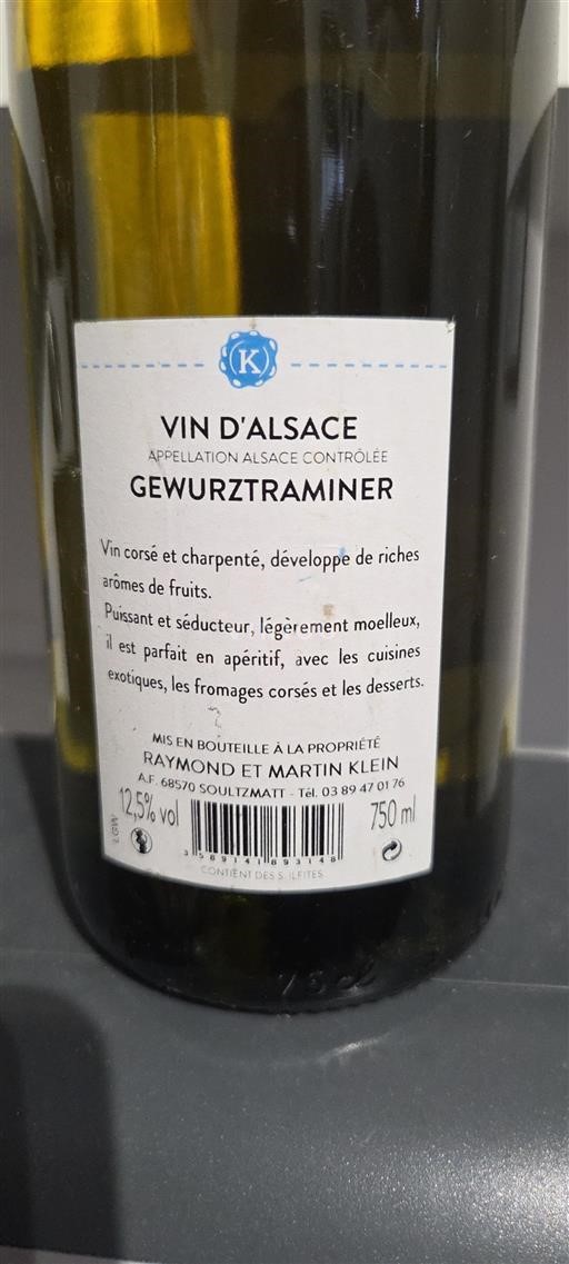 Alsace Grand Cru Raymond et Martin Klein Gewurztraminer Icke årgångsbetecknad