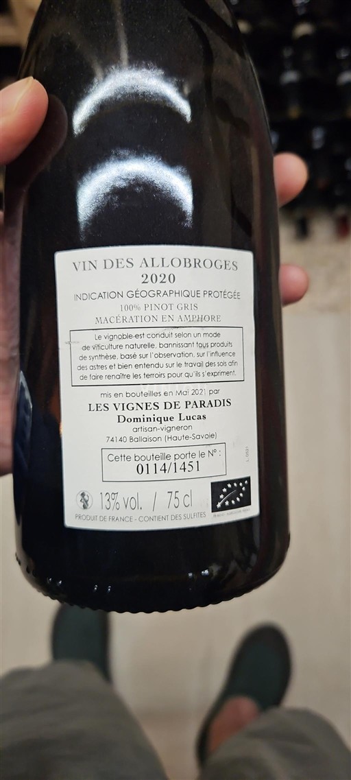 Alpen en Rhônevallei Vins des Allobroges Les Vignes de Paradis M... Pinot gris 2020