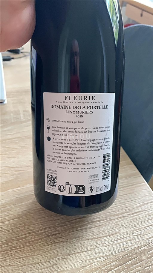 Beaujolais Fleurie Domaine La Portelle Les 2 Muriers 2018