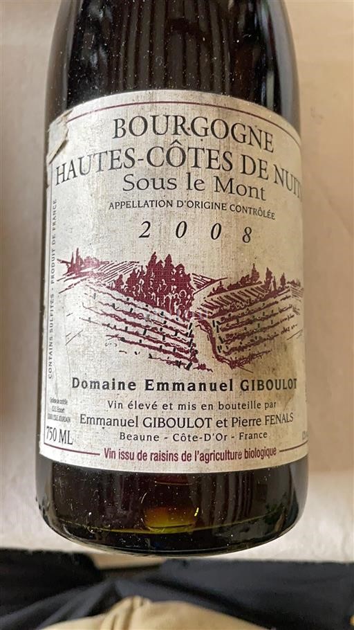 Borgogna Hautes Côtes de Nuits Domaine Emmanuel Giboulot Sous le Mont 2008