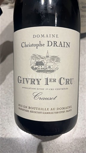Burgundija Givry Premier Cru Domaine Christophe Drain Crausot 2023