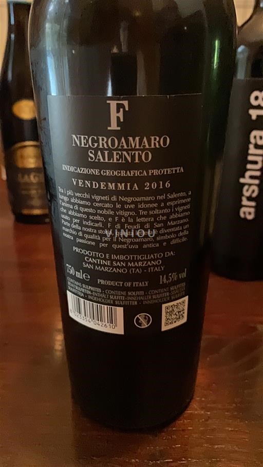 Apulia Susumaniello Salento Feudi di San Marzano 2016