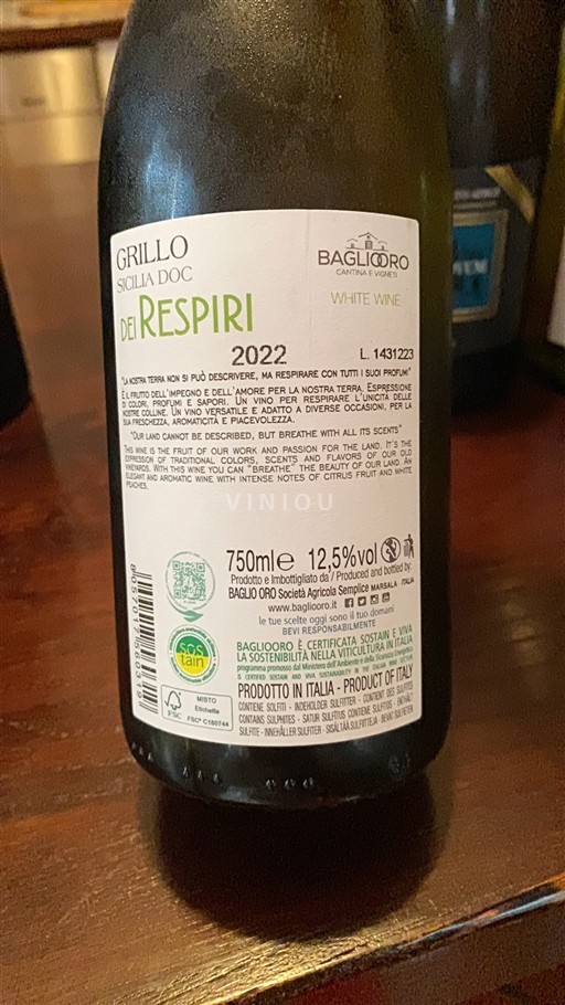 Sizilien Nicht spezifiziert Baglio Oro dei Respiri 2022