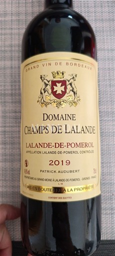 Bordeaux Lalande-de-pomerol Domaine Champs de Lalande 2019