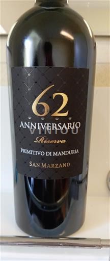 Apulien Primitivo di Manduria San Marzano 62 Anniversario Riserva Icke årgångsbetecknad