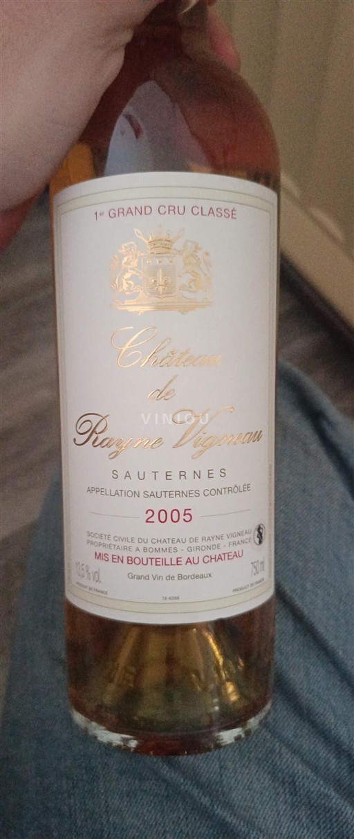 Bordeaux Sauternes Grand Cru Château Rayne Vigneau 2005