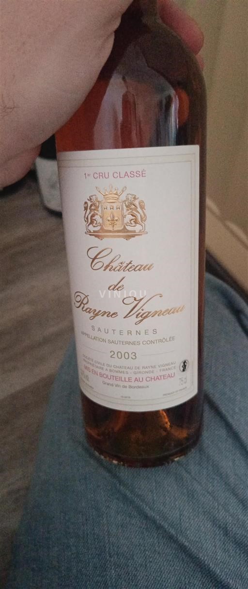 Bordeaux Sauternes Premier Cru Château Rayne Vigneau 2003
