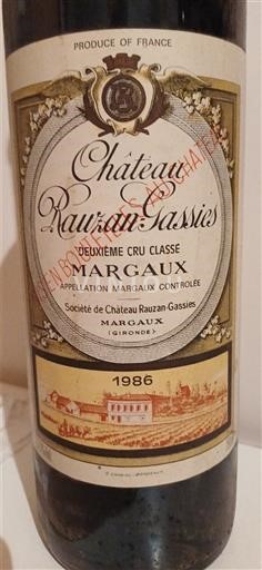 Bordeaux Margaux Deuxième Cru Classé Château Rauzan-Gassies 1986