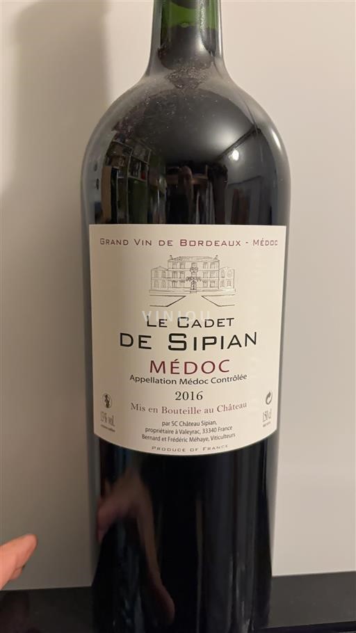 Bordeaux Médoc Château Sipian Le Cadet de Sipian 2016