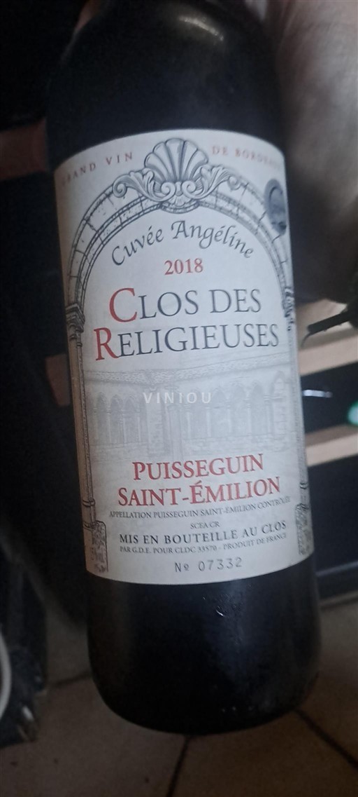 Bordeaux Puisseguin-saint-émilion Clos des Religieuses Angéline 2018