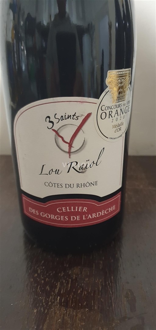 Vale do Ródano Côtes-do-Ródano Cellier des Gorges de l'Ardèche Lou Raïol Não Sazonado