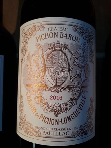 Bordeaux Pauillac Grand Cru Château Pichon Baron 2016