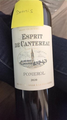 Bordéus Pomerol Esprit de Cantereau 2020