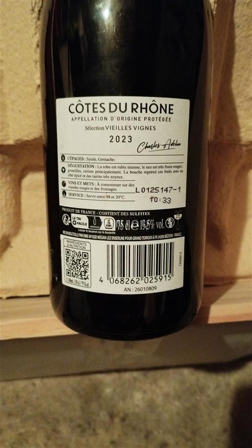 Údolí Rhôny Côtes-du-Rhône Charles Audun Sélection Vieilles Vignes 2023