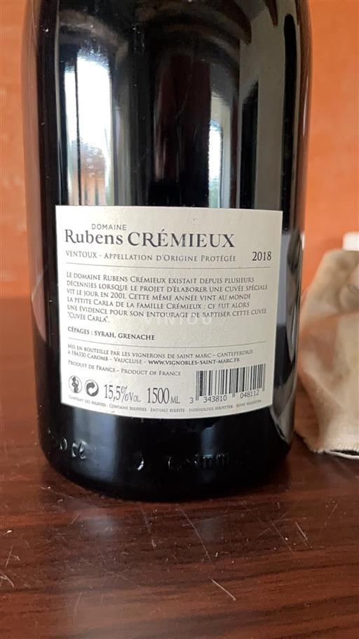 Údolí Rhôny Ventoux Domaine Rubens Crémieux Carla 2018