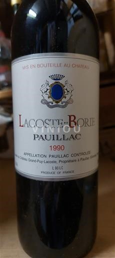 Bordeaux Pauillac Lacoste-Borie 1990