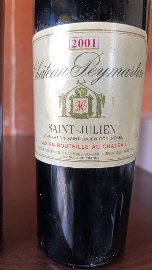 Vin Rouge sec Château Peymartin 2001 France Bordeaux Saint-Julien AOC