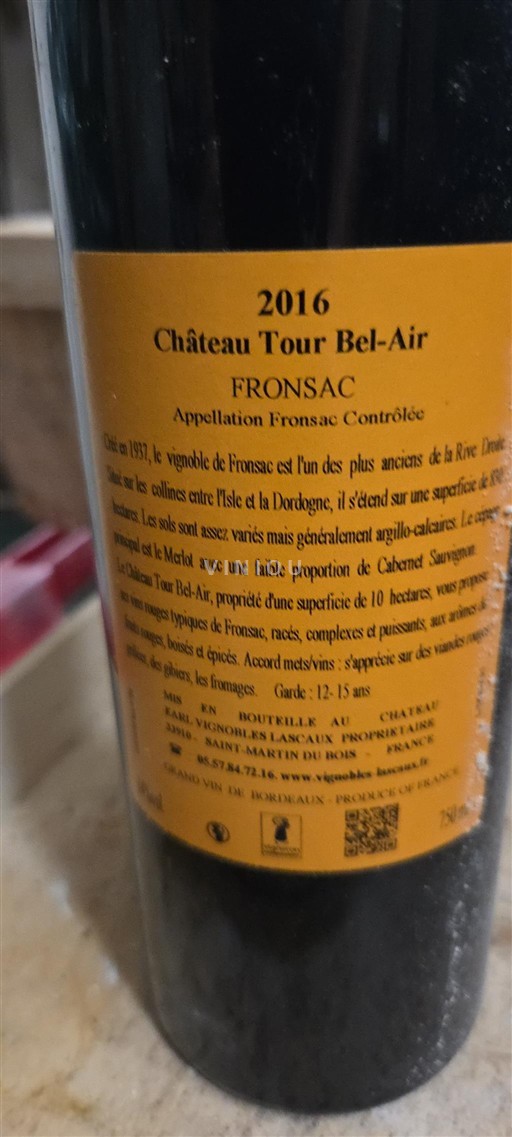 Burdeos Fronsac Château Tour Bel-Air 2016