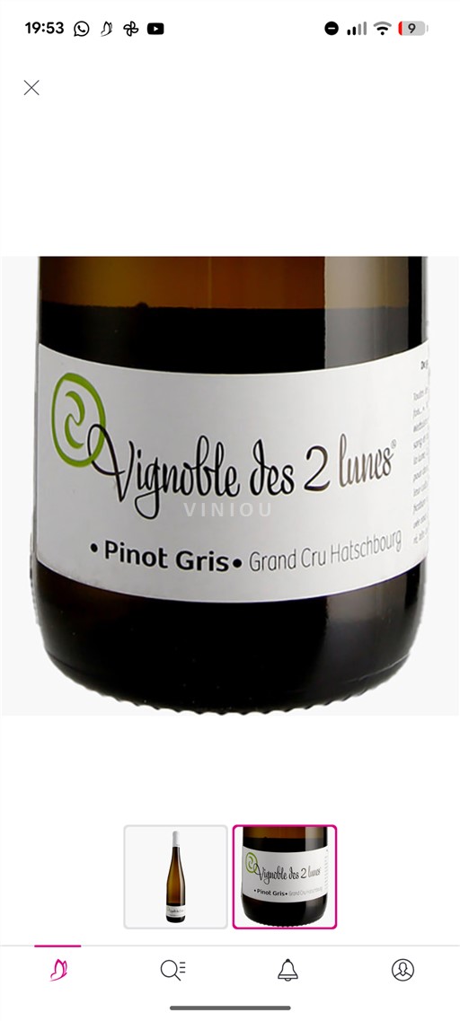 Alsacia No especificado Grand Cru Vignoble des 2 lunes Pinot Gris 2015