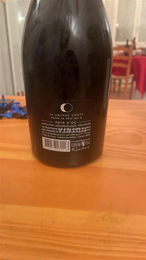 Languedoc-Roussillon Pays d'Oc La Grande Sieste Rouge de Rêve 2016