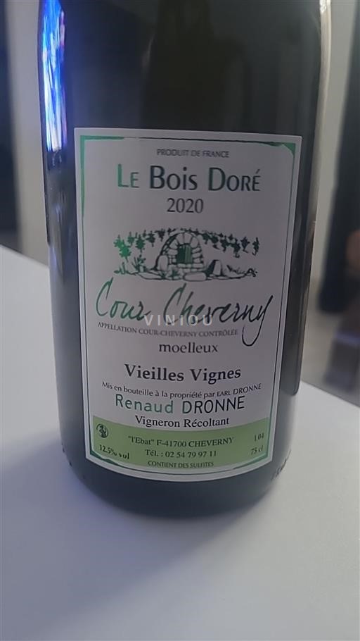 Vin Blanc moelleux Vieilles Vignes Le Bois Doré 2020 France Vallée de la Loire Cour-cheverny AOC
