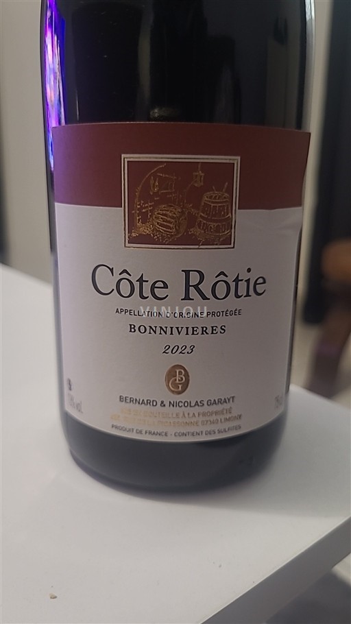 Rhônen laakso Côte-rôtie Bernard & Nicolas Garayt Bonnivieres 2023