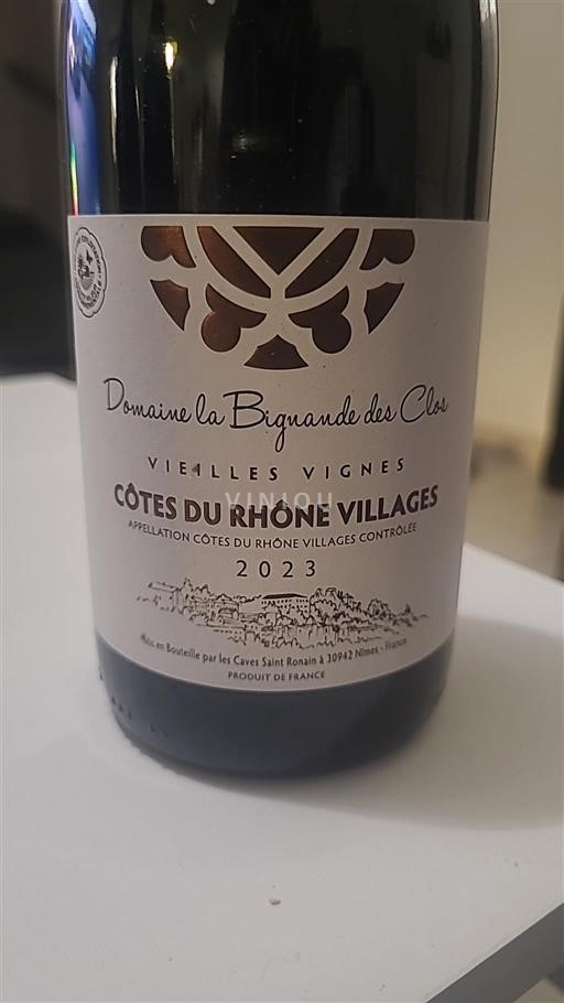 Valle del Rodano Côtes-du-rhône-villages Domaine La Bignande des Clos Vieilles Vignes 2023