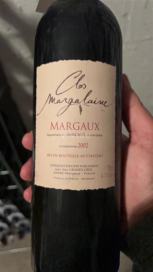 Bordeaux Margaux Clos Margalaine 2002