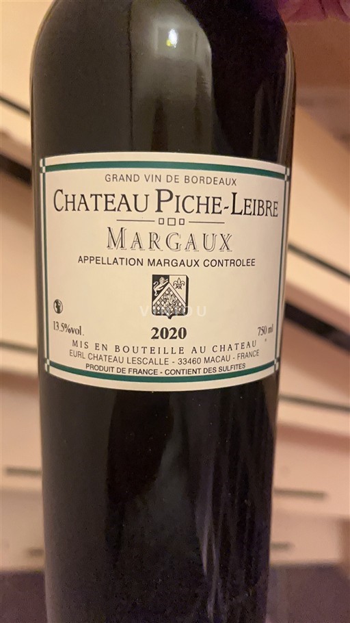 Bordéus Margaux Château Piche-Leibre 2020
