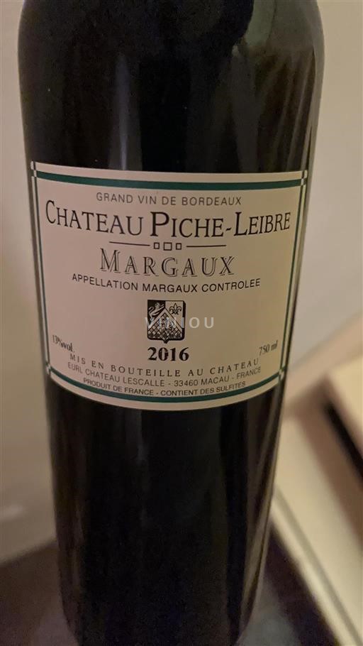 Bordéus Margaux Château Piche-Leibre 2016