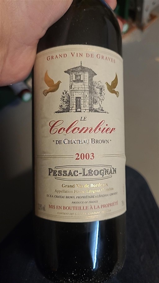 Bordéus Pessac-Léognan Château Brown Le Colombier 2003