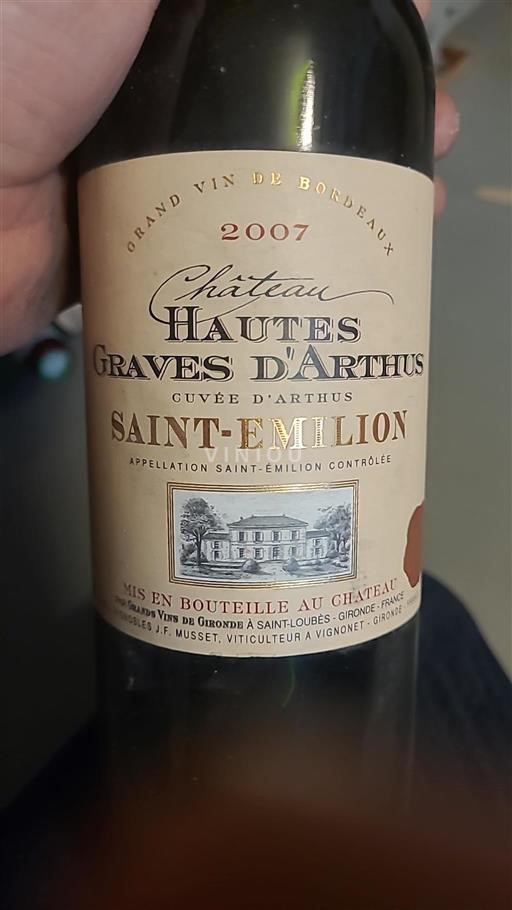 Bordeaux Saint-Émilion Château Hautes Graves Arthus d'Arthus 2007