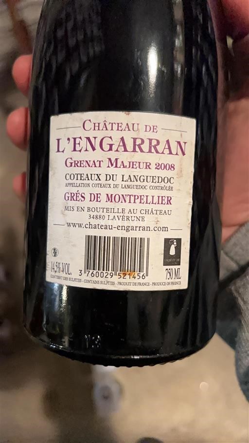 Vin Rouge sec Grenat Majeur Château L'Engarran 2008 France Languedoc Coteaux du Languedoc AOC