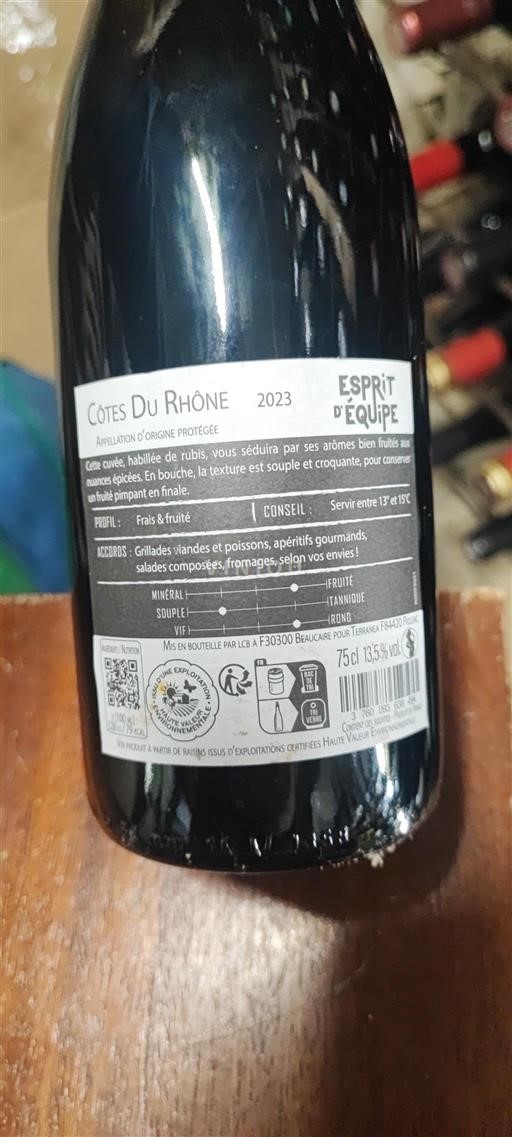 Thung lũng Rhône Côtes-du-rhône Esprit équipe Esprit d'équipe 2023