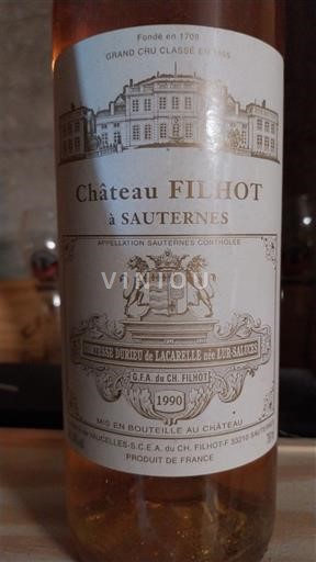 Burdeos Sauternes Grand Cru Château Filhot 1990