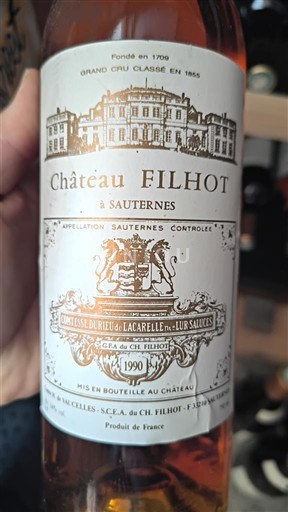 Bordeaux Sauternes Grand Cru Château Filhot 1990