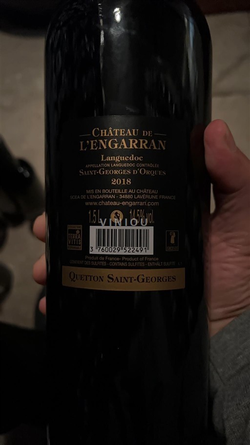 Vin Rouge sec Quetton Saint Georges Château L'Engarran 2018 France Languedoc AOC